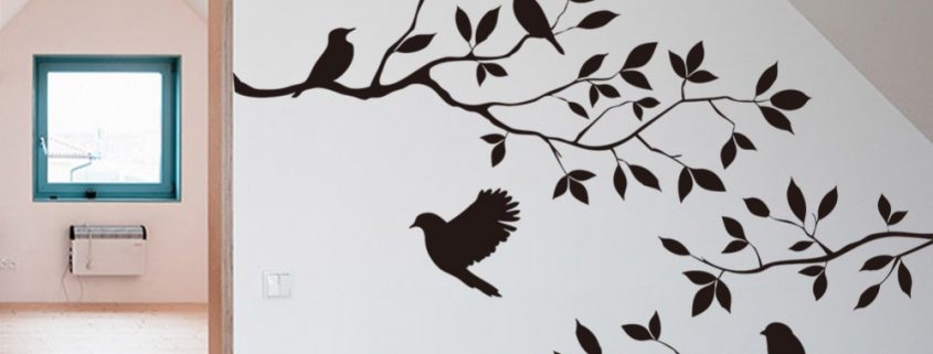 arbre avec oiseaux stickers muraux DIY