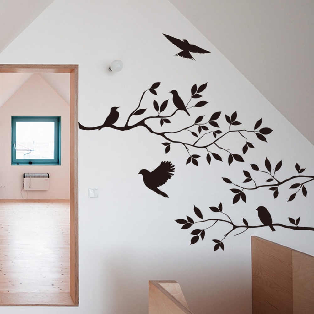 arbre avec oiseaux stickers muraux DIY