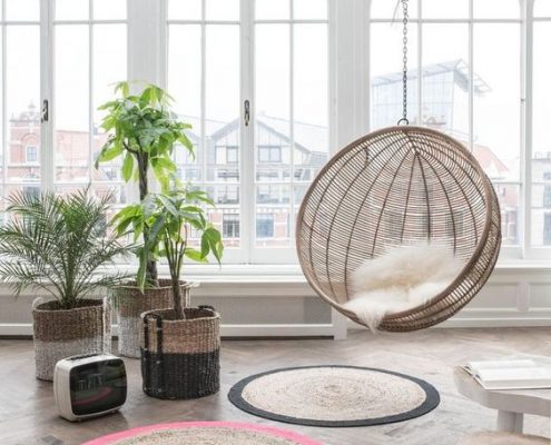 fauteuil suspendu rond en osier